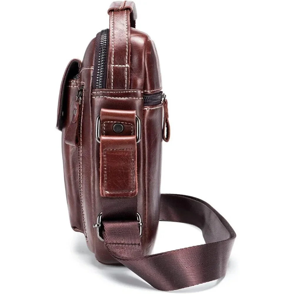 💫 Lukzijaes Leather Genuine Men Red Small Lightweight Sling Messenger Bags